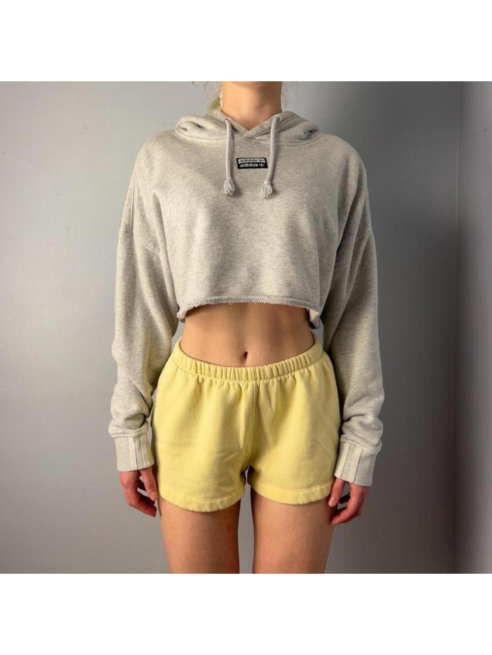 Adidas cropped basic grey hoodie